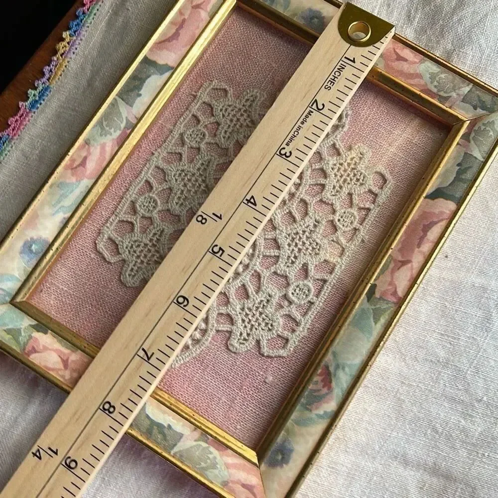 Lace sampler framed art vintage country life cottage core